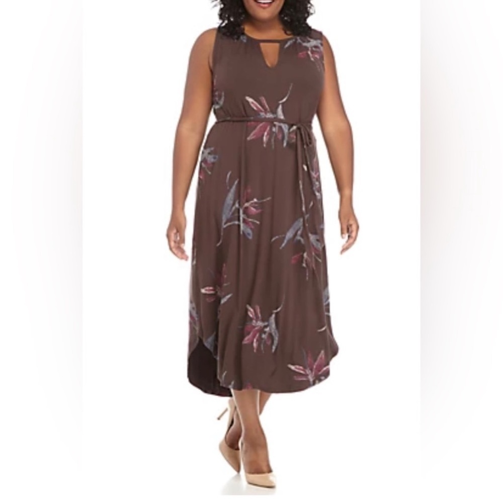 Lucky Brand Brown Floral Print Maxi Dress Size 1X